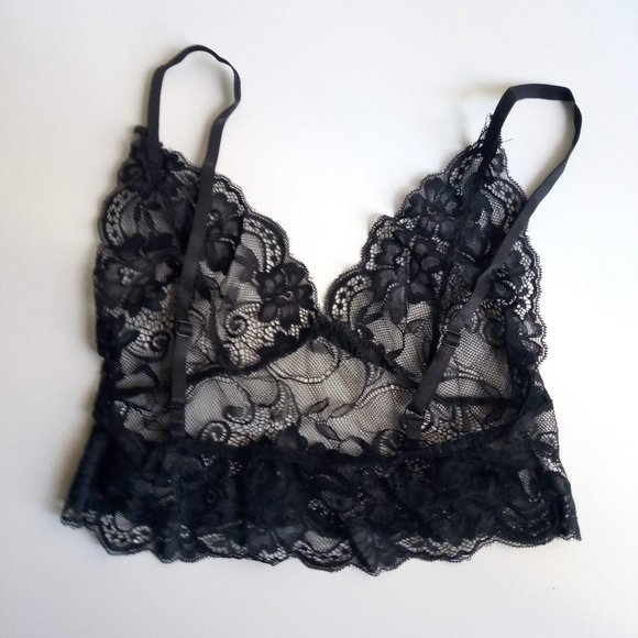 Floral Black Crochet Lace Adjustable Bralette - Picture 6 of 10